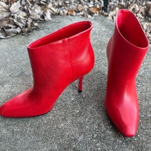 Calvin Klein Mim Cloe Process Red Stiletto Ankle Boots Sz 5